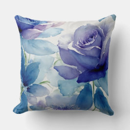 Blaue und Lila pastellfarbene Rose Kissen