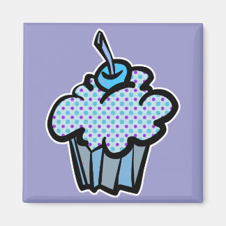 Blaue und lila Polka dots cupcake Magnet