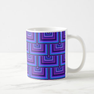 Blaue und lila Quadratzwaagen Kaffeetasse