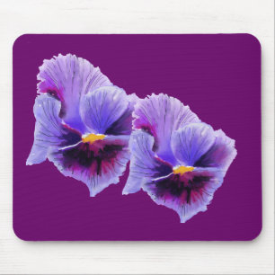 Blaue und lila Stiefmütterchen Mousepad
