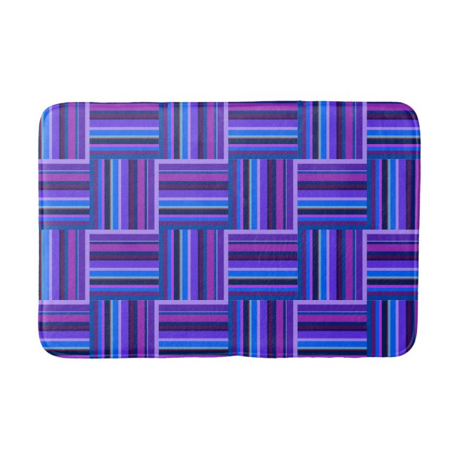 Blaue und lila Streifen Badematte (Vorderseite)