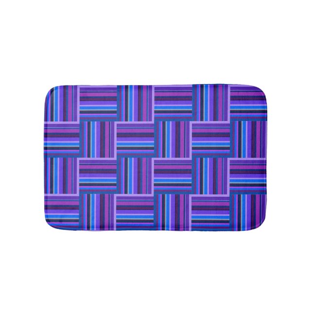 Blaue und lila Streifen Badematte (Vorderseite)
