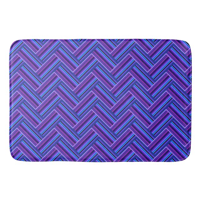 Blaue und lila Streifen Badematte (Vorderseite)