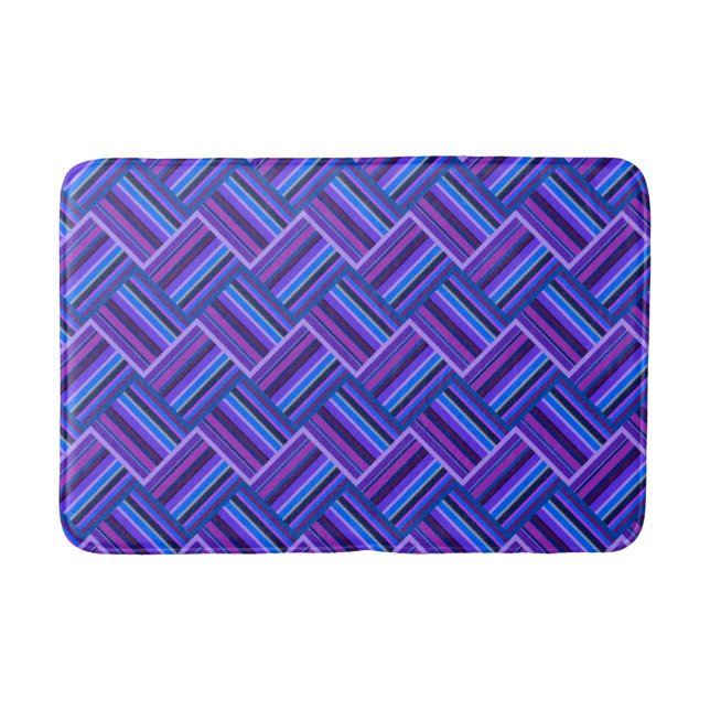 Blaue und lila Streifen Badematte (Vorderseite)