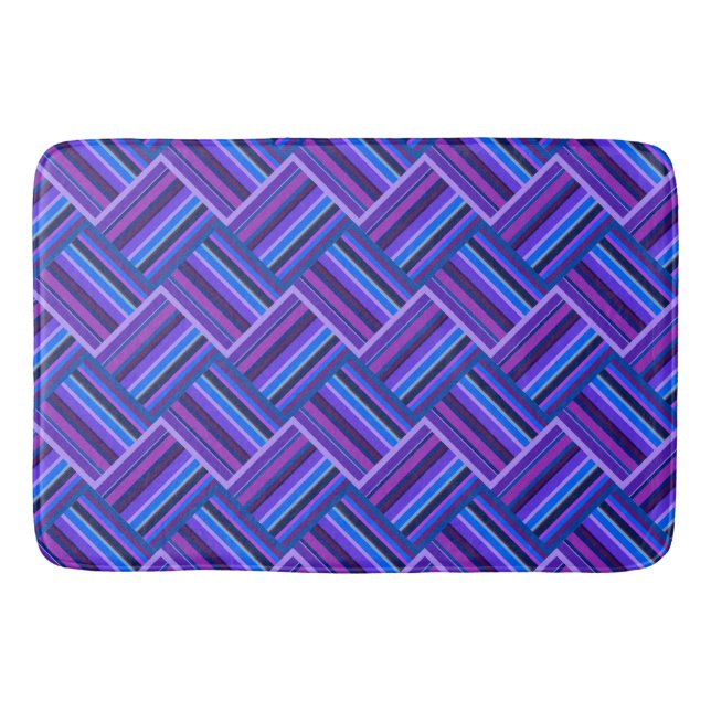 Blaue und lila Streifen Badematte (Vorderseite)