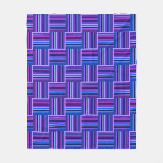Blaue und lila Streifen Fleecedecke (Vorderseite)