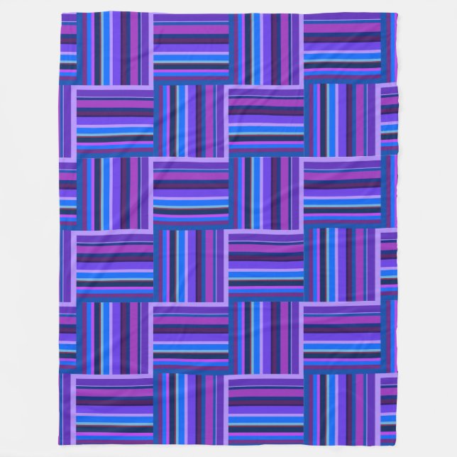 Blaue und lila Streifen Fleecedecke (Vorderseite)