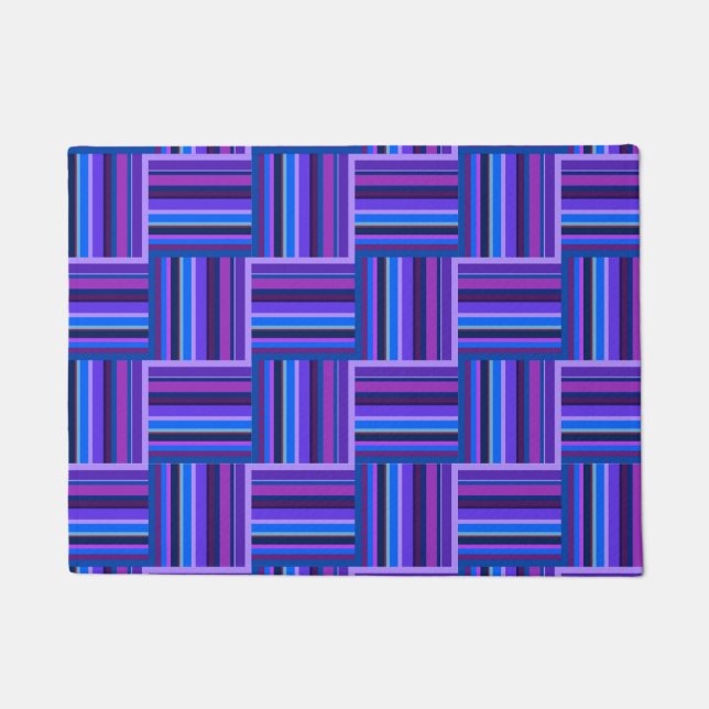 Blaue und lila Streifen Fußmatte (Vorderseite)