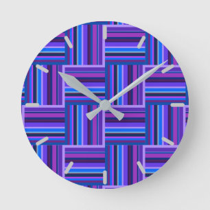 Blaue und lila Streifen Runde Wanduhr