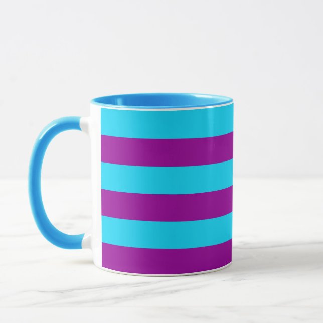 Blaue und Lila Streifengestaltung Tasse (Links)