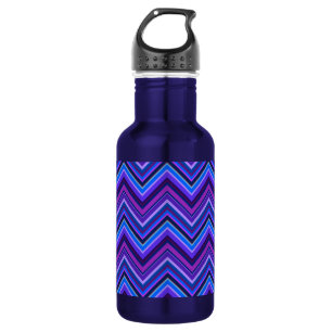 Blaue und lila Zickzackstreifen Edelstahlflasche