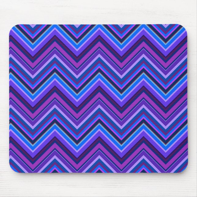 Blaue und lila Zickzackstreifen Mousepad (Vorne)