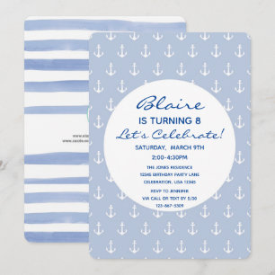 Blaue und Marine Anchor zum Geburtstag Einladung
