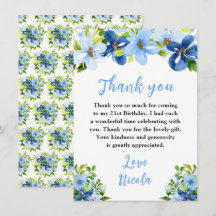 Blaue und marineblaue Blumen mit Laub Geburtstag