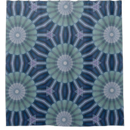 Blaue und marineblaue geometrische Kaleidoskop-Mus Duschvorhang