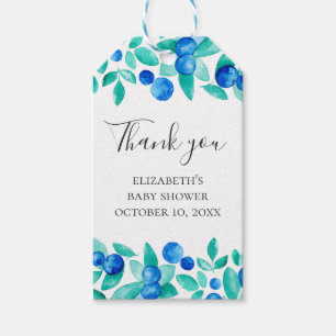 Blaue und Minze Heidelbeeren Kinderdusche Danke Geschenkanhänger