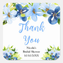 Blaue und Navy-Blumen Brautparty Dankeschön