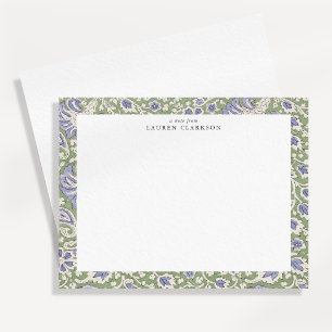 Blaue und Oliv Handblock-Druck inspirierte Floral Einladung