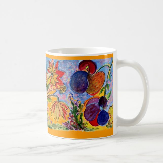 Blaue und orange Blumen-Tasse Tasse (Rechts)