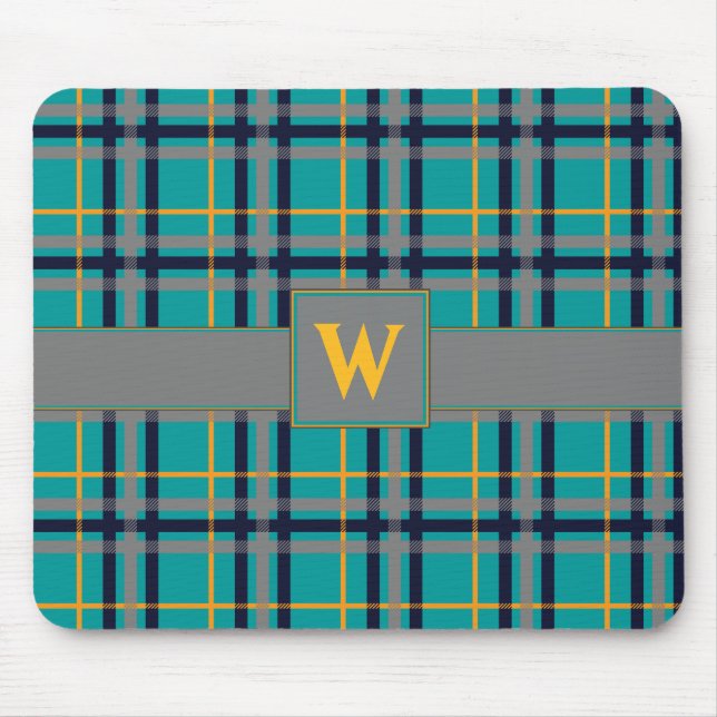 Blaue und orange Karierte Mousepad (Vorne)