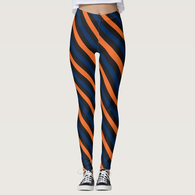 Blaue und orange kleine diagonale leggings (Vorderseite)