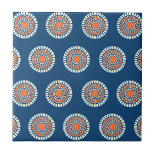 Blaue und orange Mandala dekorative Kreise Fliese