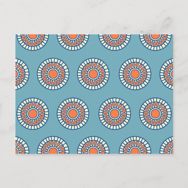 Blaue und orange Mandala dekorative Kreise Postkarte (Vorderseite)