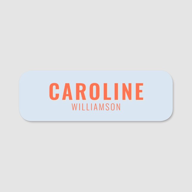 Blaue und orange Retro-Typografie kreativ modern Namensschild (Vorderseite)