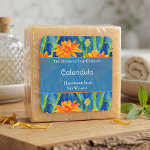 Blaue und orange Ringelblumen-Seifen-Kosmetik-Etik