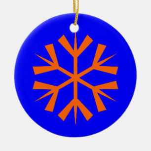 Blaue und orange Schneeflocke Keramikornament