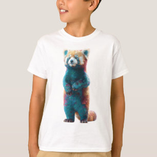 Blaue und Orange stehende Rote Panda Kinder T-Shirt