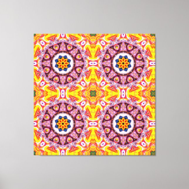 Blaue und orangefarbene Blume Leinwanddruck (Vorderseite)