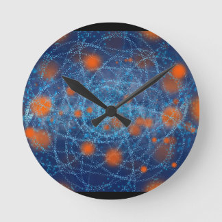 Blaue und orangefarbene Galaxie-Runduhr Runde Wanduhr