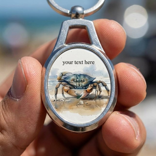 Blaue und orangefarbene Krabbe am Strand Schlüsselanhänger (Von Creator hochgeladen)