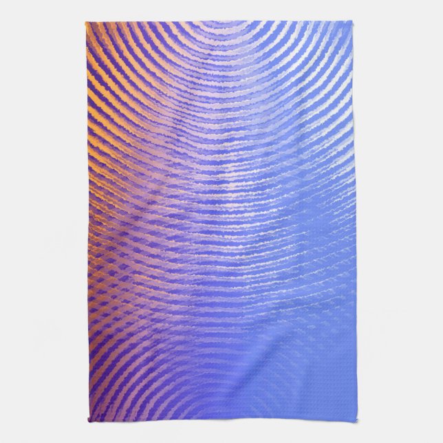 Blaue und orangefarbene Schallwellen Geschirrtuch (Vertikal)