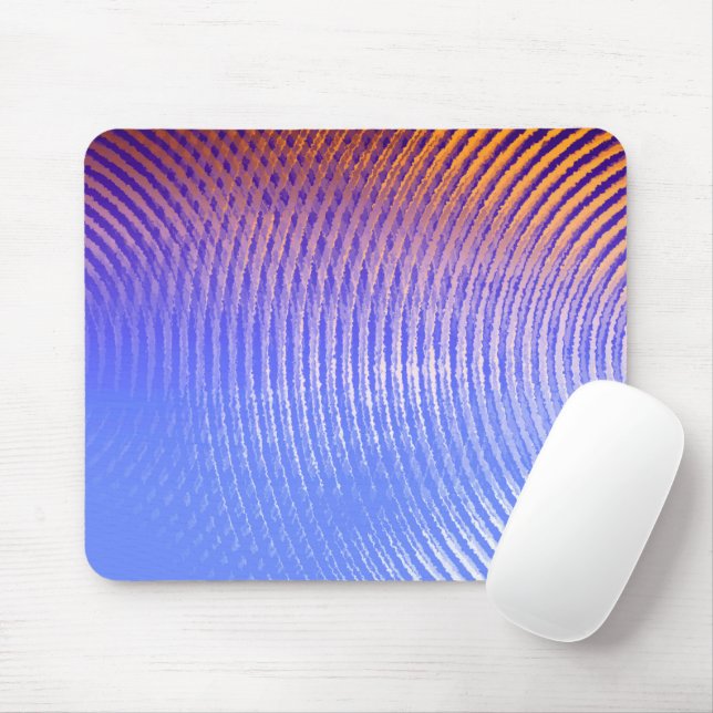 Blaue und orangefarbene Schallwellen Mousepad (Mit Mouse)