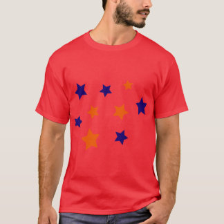 Blaue und orangefarbene Sterne T-Shirt