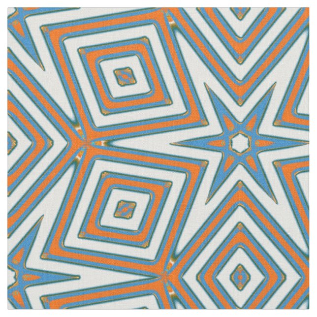 Blaue und orangefarbene Strandmuster Stoff (Nahaufnahme)