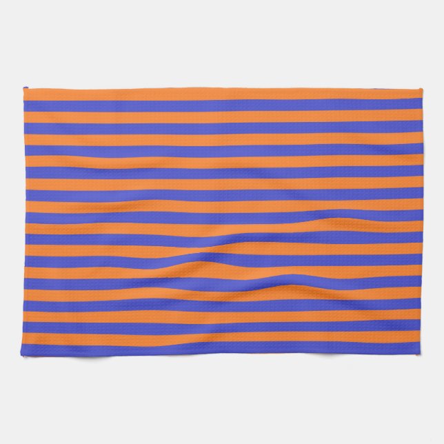 Blaue und orangefarbene Streifen Handtuch (Horizontal)