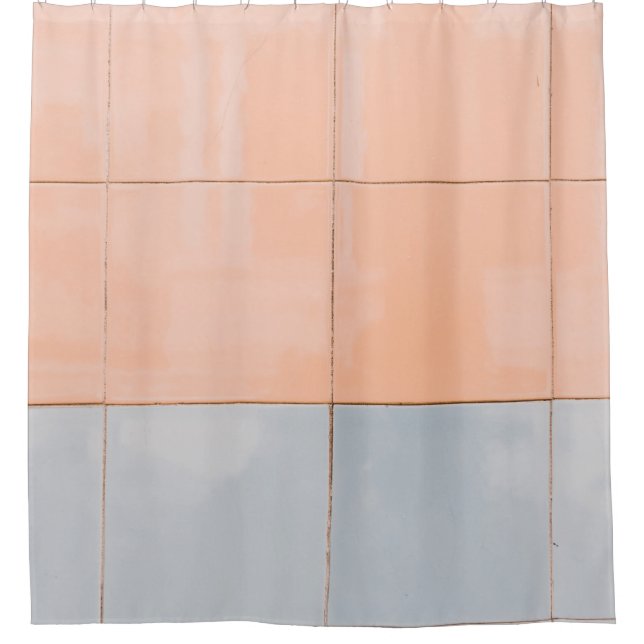 Blaue und orangefarbene Wand Duschvorhang (Vorderseite)