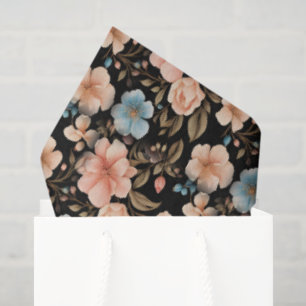 Blaue und Pfirsich-Fantasie-Blumen Seidenpapier