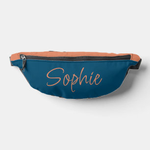 Blaue und Pfirsich-Namens-Typografie Bauchtasche