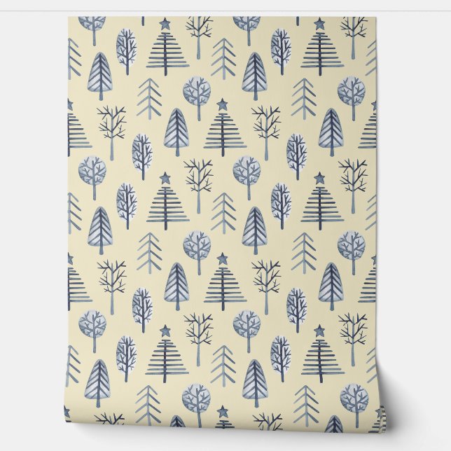 Blaue und pfirsichfarbene Weihnachtsbaumstruktur W Tapete (Abrollen)