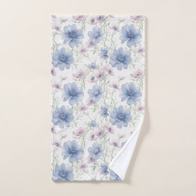 Blaue und rosa Anemone Handtuch (Handtuch)