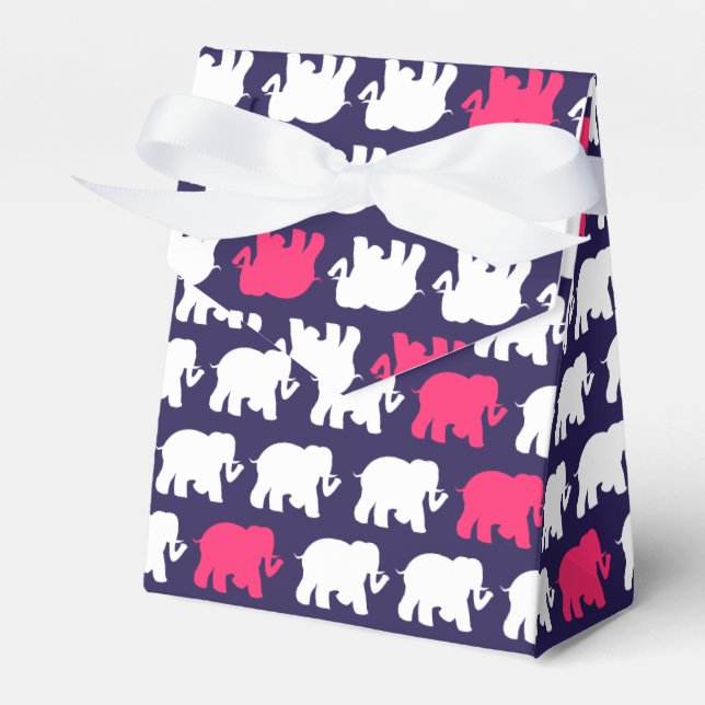 Blaue und rosa Elefanten-Box Geschenkschachtel (Vorderseite)