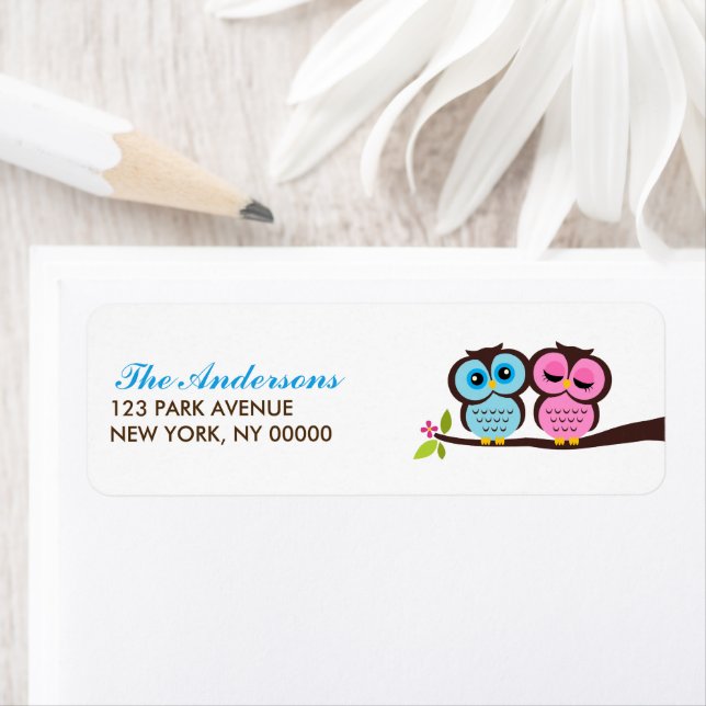 Blaue und rosa Eulen (Insitu)