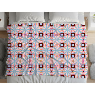 Blaue und rosa Farbtöne geometrisches Muster Fleecedecke