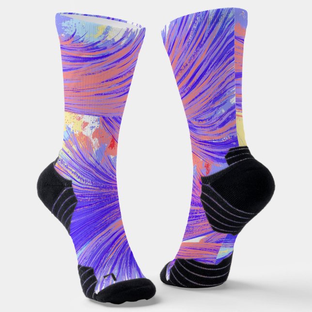 Blaue und rosa Feathers Socken (Gewinkelt)