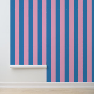 Blaue und rosa fette vertikale Streifen Tapete