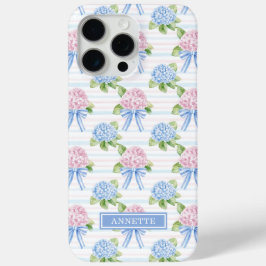 Blaue und rosa Hortensien gestreift Case-Mate iPhone Hülle